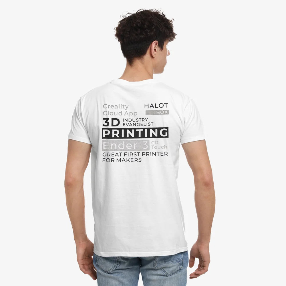 Creality 100% Cotton Short-Sleeve Crewneck T-Shirt (White/Black) - Image 3