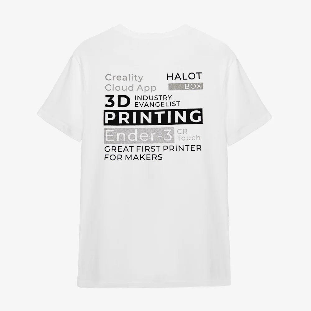 Creality 100% Cotton Short-Sleeve Crewneck T-Shirt (White/Black) - Image 5