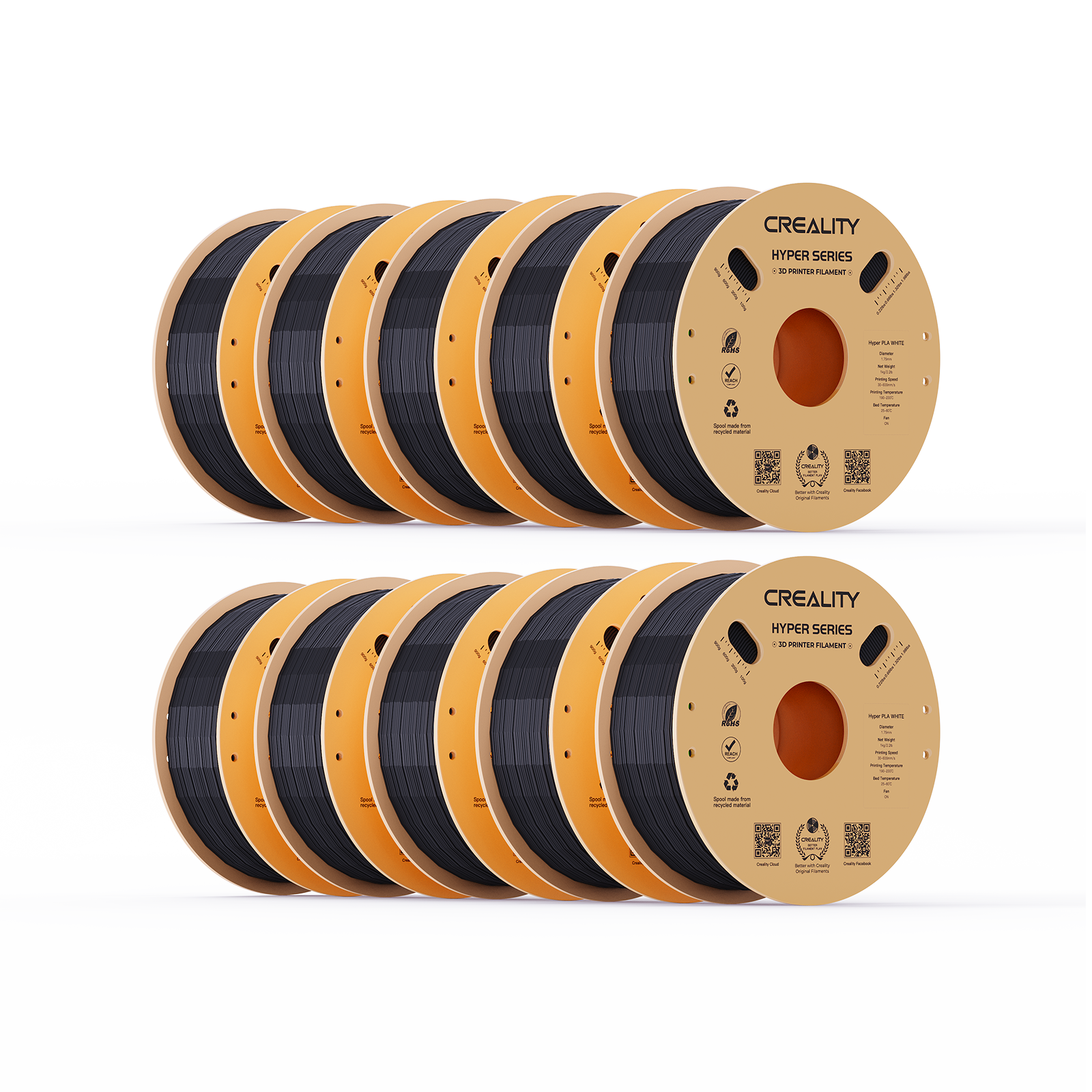 Hyper PLA Filament 1.75mm 10KG-Black Color