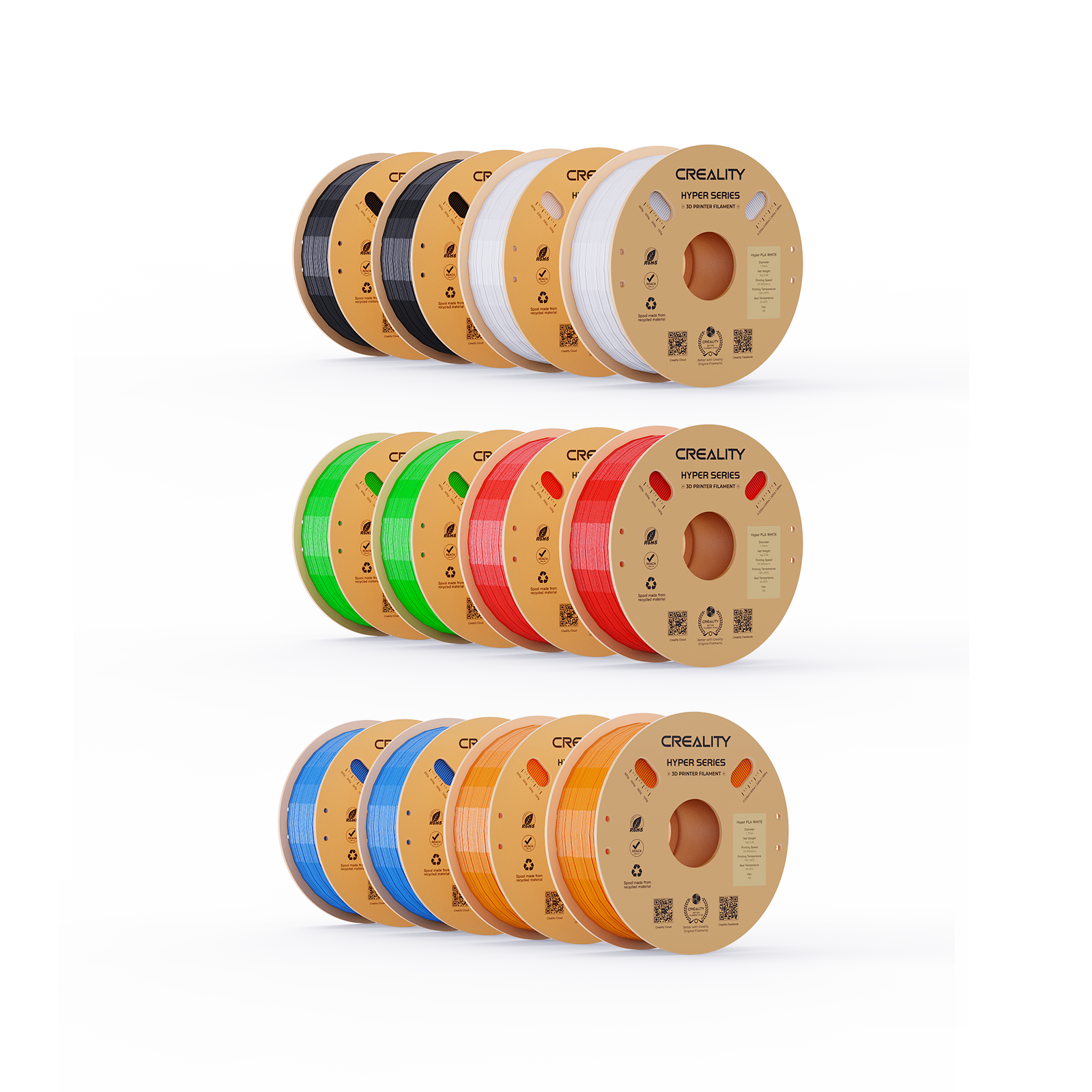 (New) 12 Pack Hyper 1.75mm PLA 3D Printing Filament 1kg