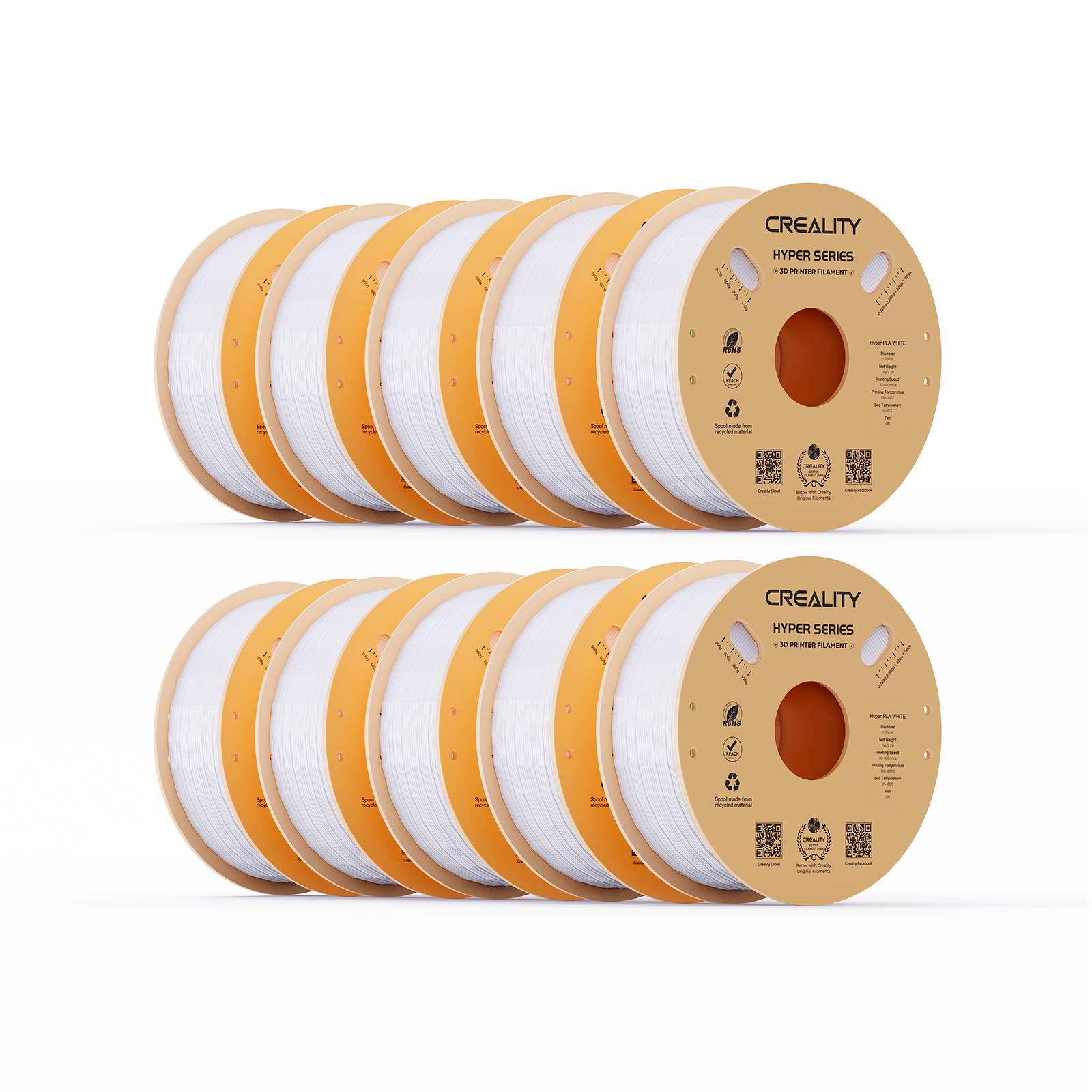 Hyper PLA Filament 1.75mm 10KG White / Black / Orange / Green / Blue / Skin