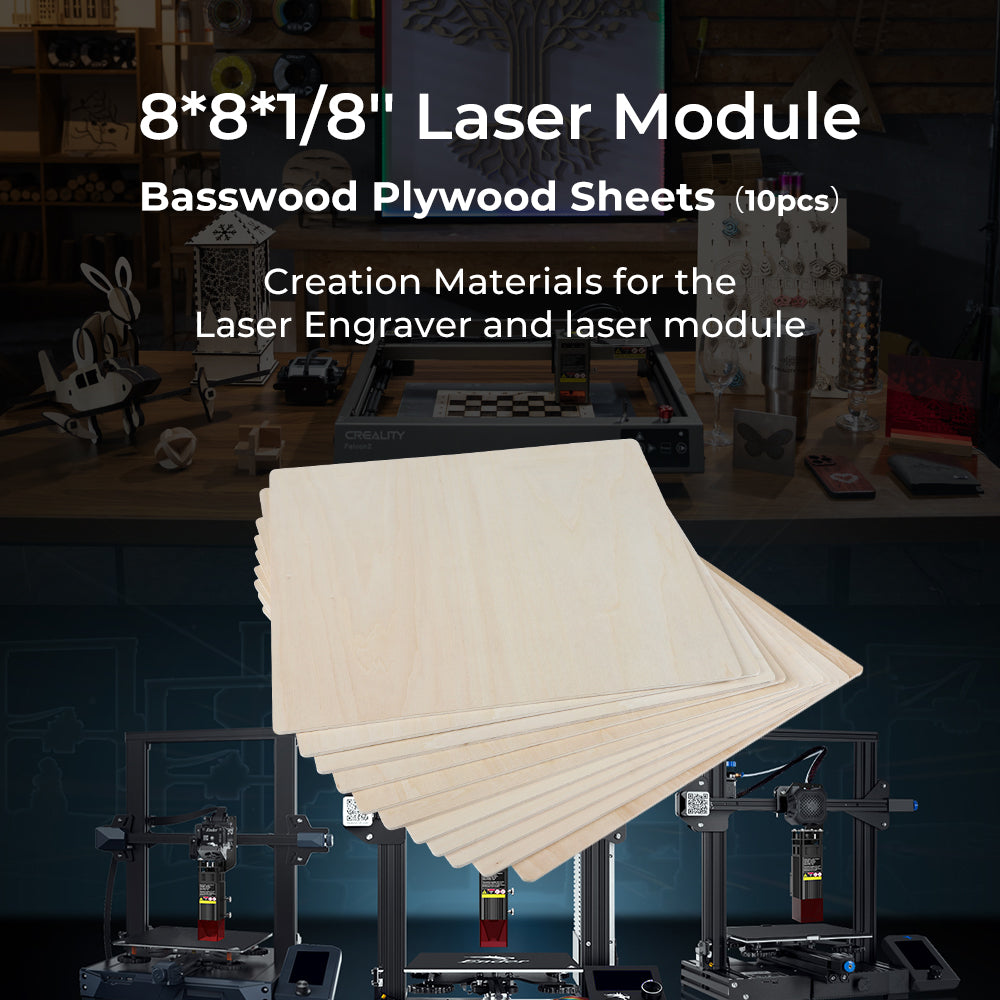 8*8*1/8'' Laser Module Basswood Plywood Sheets(10pcs) - Image 2