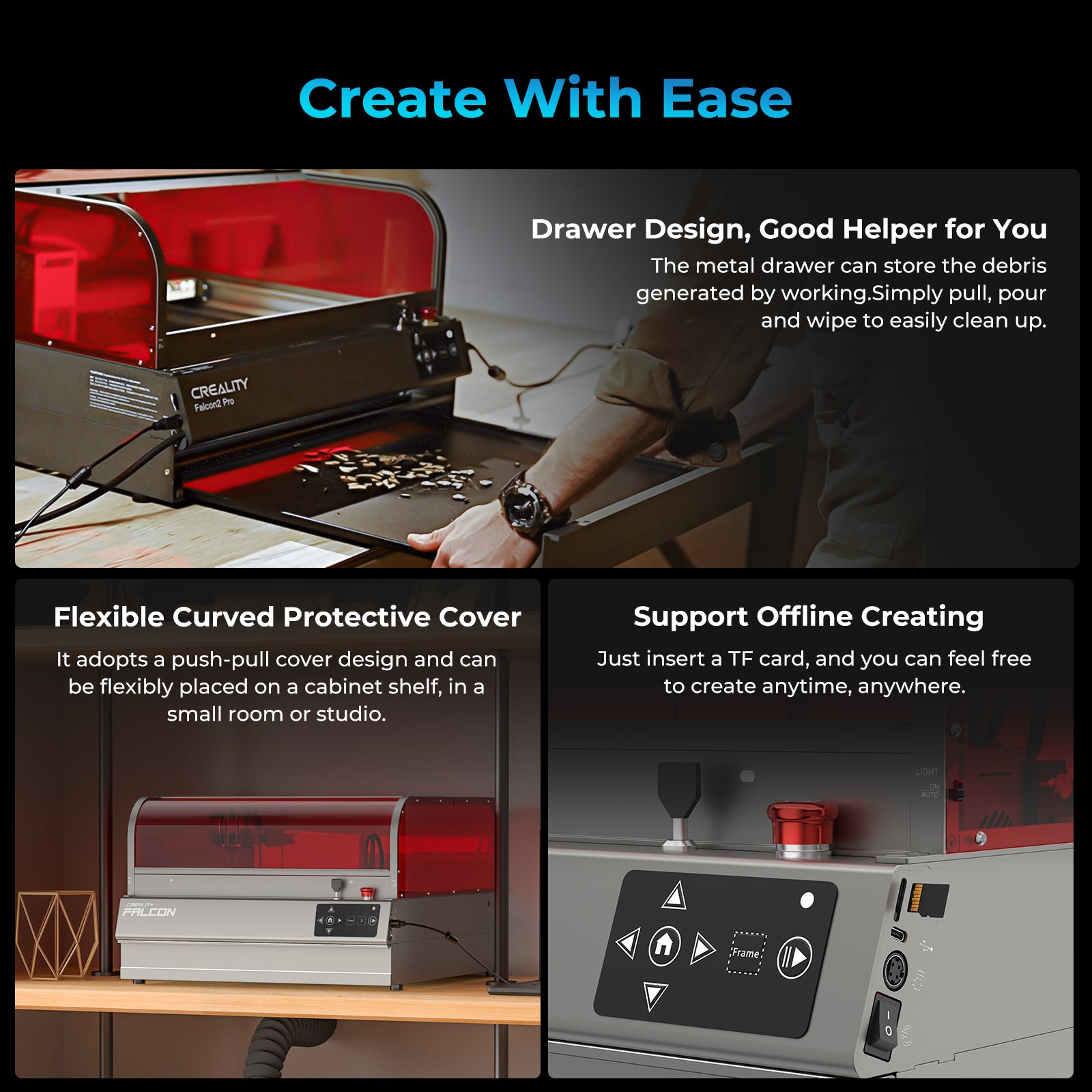 Falcon2 Pro S 22W Enclosed Laser Engraver & Cutter - Image 8