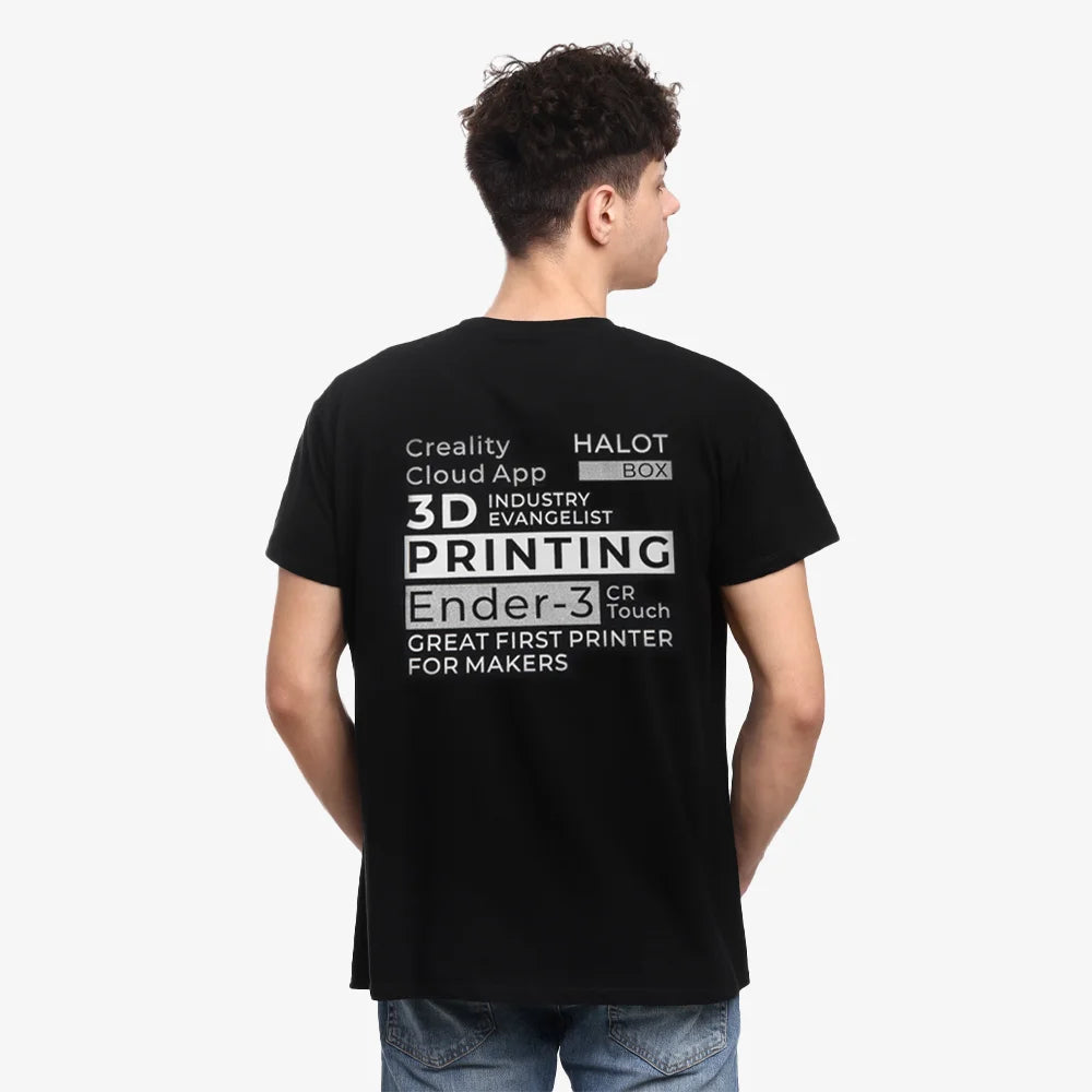 Creality 100% Cotton Short-Sleeve Crewneck T-Shirt (White/Black) - Image 4